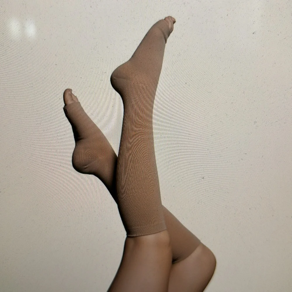 Booms  20-30 MmHg  Open toe Unisex Compression Socks 2XL Nude NWT